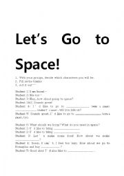 English Worksheet: Id Like to Go to Space