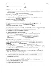 English Worksheet: test