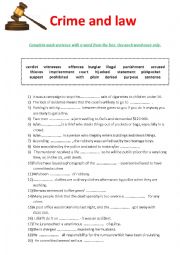 Crime and law- vocabulary exercise + KEY
