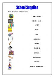 English Worksheet: School Supplies