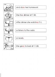 English Worksheet: Daily Routine third person handout