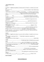 English Worksheet: perfect modals