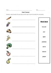 Food Frenzy - Matching Worksheet