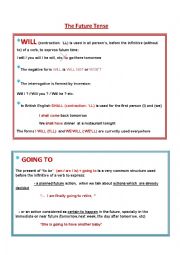 English Worksheet: will and going to
