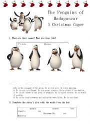 English Worksheet: The Penguins of Madagascar (A Christmas Caper)