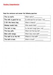 English Worksheet: Reading Comprehension