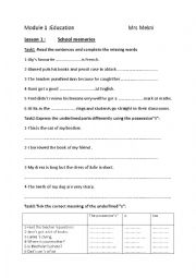 English Worksheet: consolidation 9th form