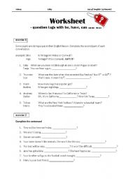 English Worksheet: question tags with be, have, can and will 