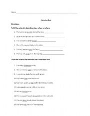English worksheet: Adverbs Quiz