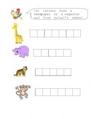 English Worksheet: Animal Spelling
