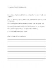 English worksheet: possessives worksheet