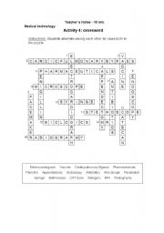 English worksheet: Medical technology crossword
