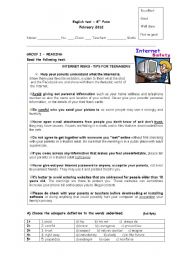 English Worksheet: internet tips test