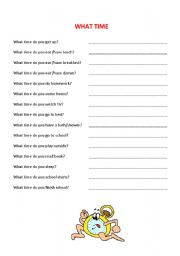 English Worksheet: What time