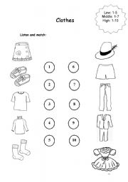 English Worksheet: clothes