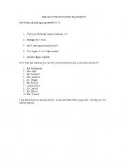 English Worksheet: Who is your Favorite Teacher