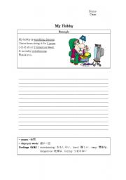 English worksheet: Writing about your hobby