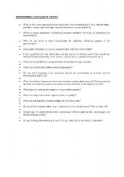English Worksheet: Environment: Debate topics and discussion questions