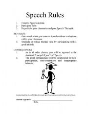 English Worksheet: Speech Rules