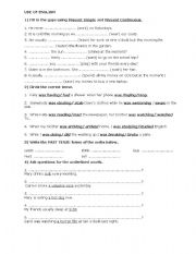 English Worksheet: present simple, present continuous snd past simple