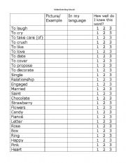 English Worksheet: Valentines Day Visual Verbal Chart