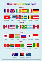 Countries and their flags - ESL worksheet by imartinet