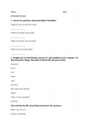 English worksheet: Test simple present and present continuous