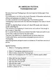 English Worksheet: thanksgiving day