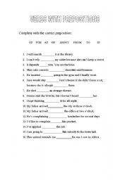 English Worksheet: VERBS AND PREPOSITIONS