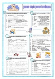 English Worksheet: present simple-present continuous