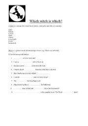 English Worksheet: Confsing words - Which witch is which?