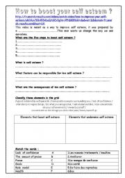 how to boost your self esteem esl worksheet by fab976