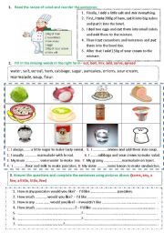 Food (recipe of salad / verbs of cooking / how much_how many