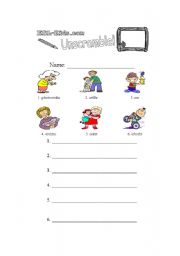 English worksheet: scrambled words about family