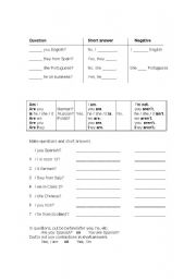 English worksheet: To Be A Nationality