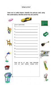 English Worksheet: what is it for?