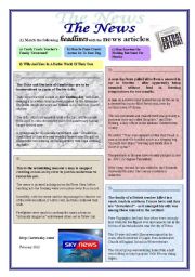 Headlines, news articles (2 pages)