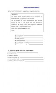 English worksheet: Read and work on the activities below