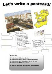 English Worksheet: Writing a postcard from holiday!