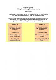 English worksheet: directions