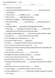 English Worksheet: Prepositions test