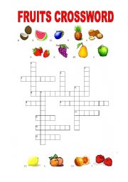 Fruits Crossword - ESL worksheet by patrycja1209