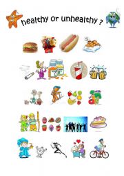 English Worksheet: Healthy/ unhealthy