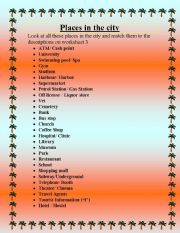 English Worksheet: Places In the City 