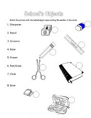 School Objects - ESL worksheet by claumar2012
