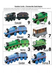 English worksheet: Thomas number cards