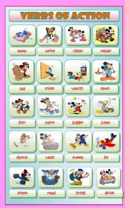 English Worksheet: Actions Verbs with Disney Characters