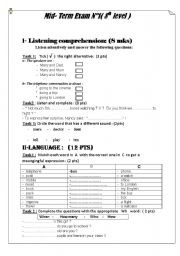 English Worksheet: exam for ppls (8th Level) 