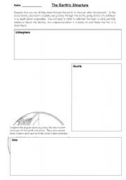 English Worksheet: The earths structure - journey to the centre of the earth