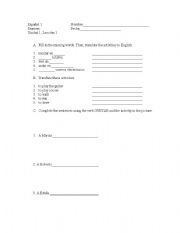 English Worksheet: Unit 1 test